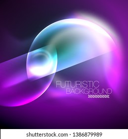 Antecedentes abstractos de los círculos de neón brillante vectoriales, plantilla moderna