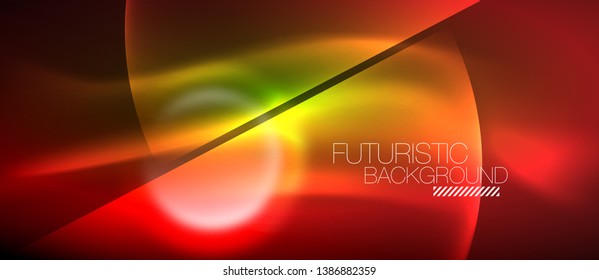Vector glowing neon circles abstract background, modern template