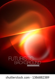 Vector glowing neon circles abstract background, modern template