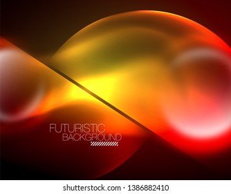 Vector glowing neon circles abstract background, modern template