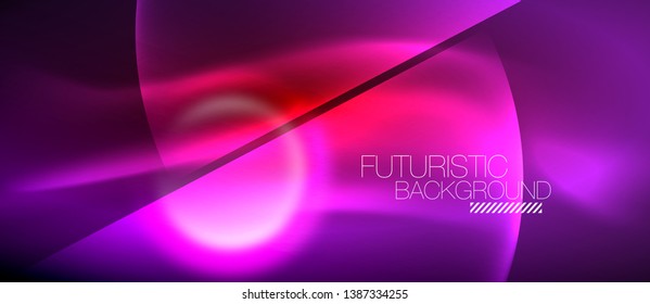 Vector glowing neon circles abstract background, modern template