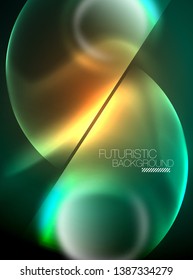 Vector glowing neon circles abstract background, modern template