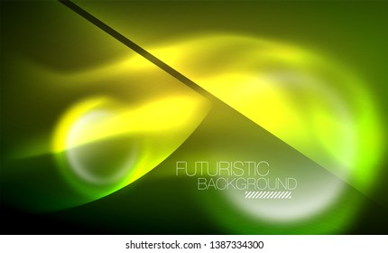 Vector glowing neon circles abstract background, modern template