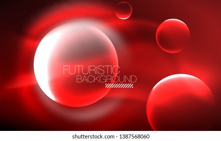 Vector glowing neon circles abstract background, modern template
