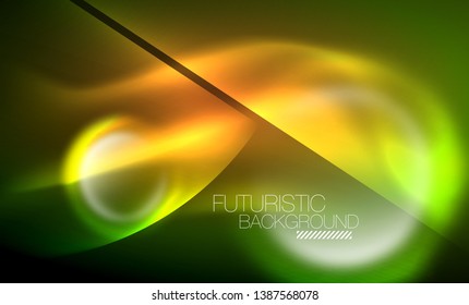 Vector glowing neon circles abstract background, modern template