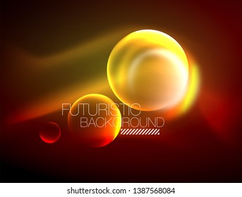 Vector glowing neon circles abstract background, modern template