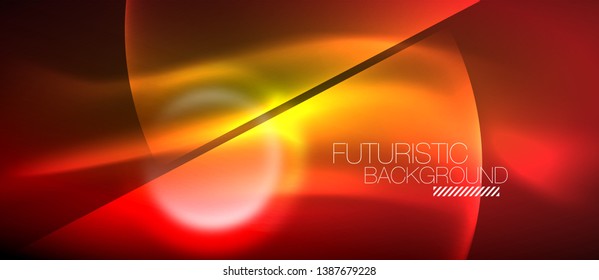 Vector glowing neon circles abstract background, modern template