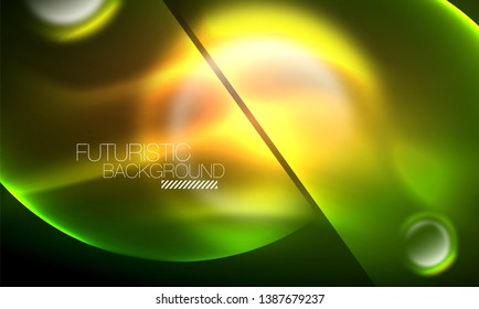 Vector glowing neon circles abstract background, modern template