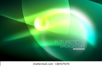 Vector glowing neon circles abstract background, modern template