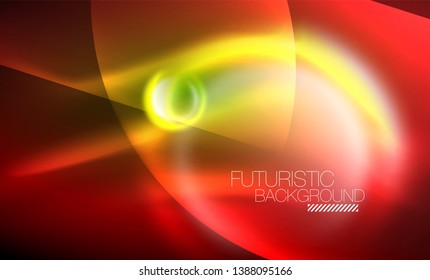 Vector glowing neon circles abstract background, modern template