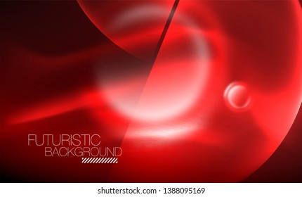 Vector glowing neon circles abstract background, modern template