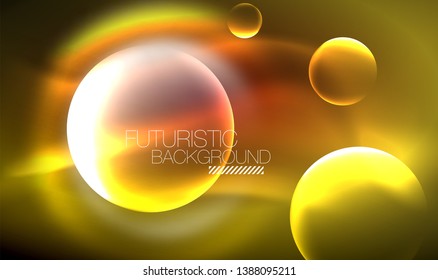 Vector glowing neon circles abstract background, modern template
