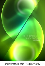 Vector glowing neon circles abstract background, modern template