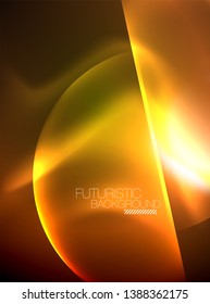 Vector glowing neon circles abstract background, modern template