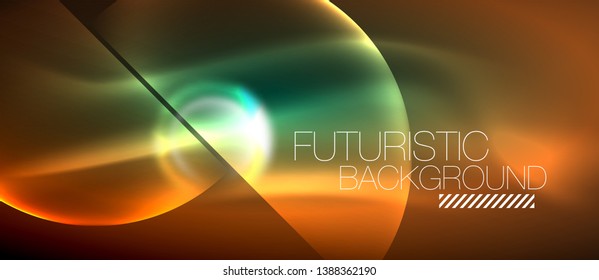 Vector glowing neon circles abstract background, modern template
