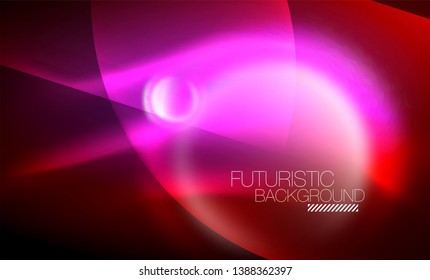 Vector glowing neon circles abstract background, modern template
