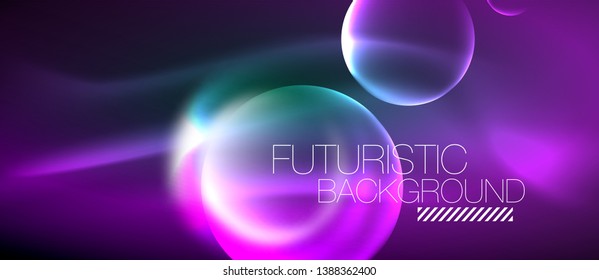 Vector glowing neon circles abstract background, modern template