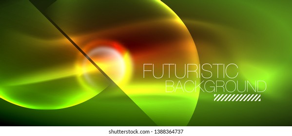 Vector glowing neon circles abstract background, modern template