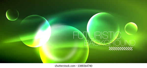 Vector glowing neon circles abstract background, modern template