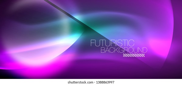Vector glowing neon circles abstract background, modern template