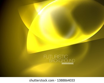 Vector glowing neon circles abstract background, modern template
