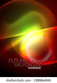 Vector glowing neon circles abstract background, modern template