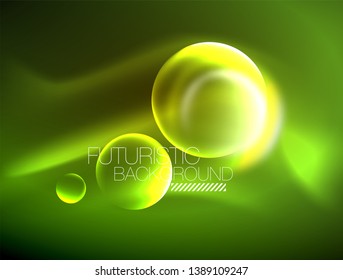 Vector glowing neon circles abstract background, modern template