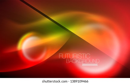 Vector glowing neon circles abstract background, modern template