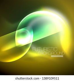 Vector glowing neon circles abstract background, modern template