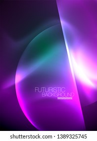 Vector glowing neon circles abstract background, modern template