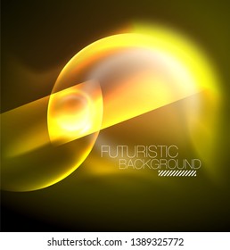 Antecedentes abstractos de los círculos de neón brillante vectoriales, plantilla moderna