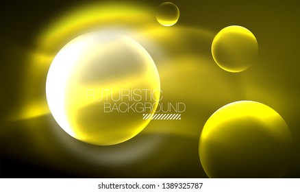 Vector glowing neon circles abstract background, modern template