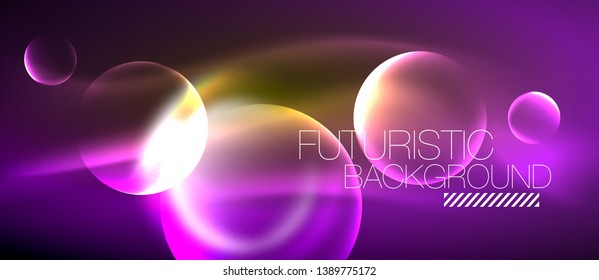 Vector glowing neon circles abstract background, modern template