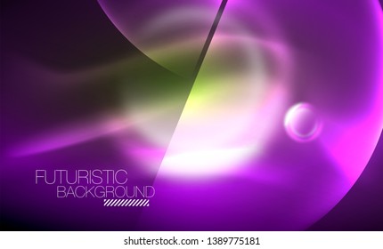 Vector glowing neon circles abstract background, modern template