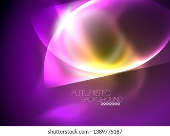 Vector glowing neon circles abstract background, modern template