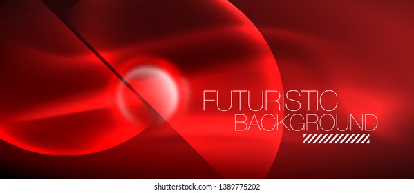 Vector glowing neon circles abstract background, modern template