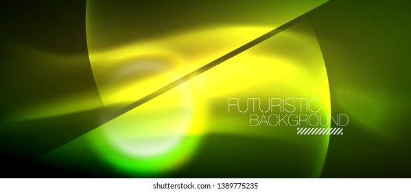 Vector glowing neon circles abstract background, modern template