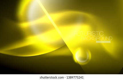 Vector glowing neon circles abstract background, modern template