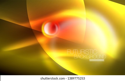 Vector glowing neon circles abstract background, modern template