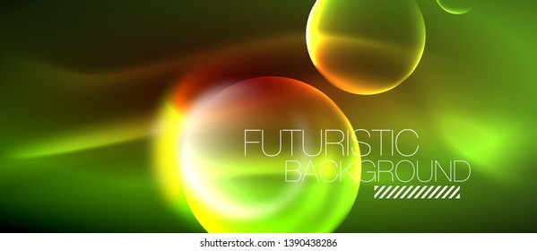 Vector glowing neon circles abstract background, modern template
