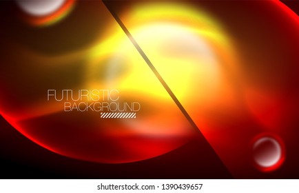 Vector glowing neon circles abstract background, modern template