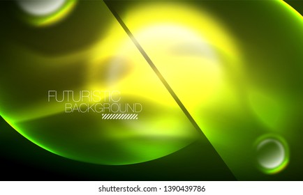 Vector glowing neon circles abstract background, modern template