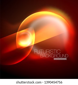 Antecedentes abstractos de los círculos de neón brillante vectoriales, plantilla moderna