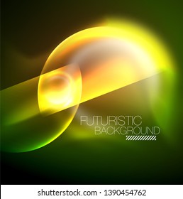 Antecedentes abstractos de los círculos de neón brillante vectoriales, plantilla moderna