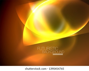 Vector glowing neon circles abstract background, modern template