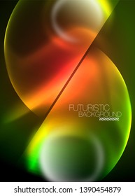 Vector glowing neon circles abstract background, modern template