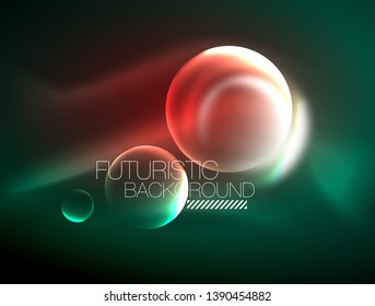 Vector glowing neon circles abstract background, modern template