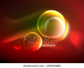 Vector glowing neon circles abstract background, modern template
