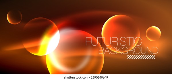 Vector glowing neon circles abstract background, modern template