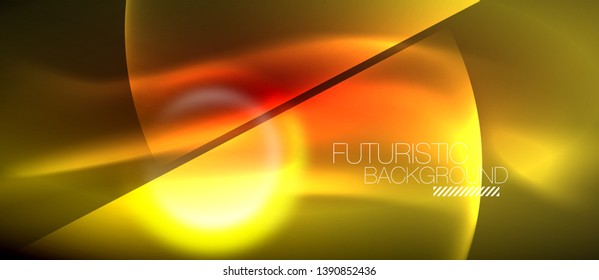 Vector glowing neon circles abstract background, modern template